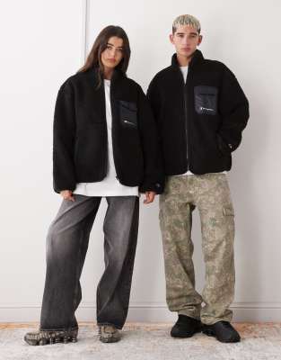 Champion - Unisex-Jacke aus Fleece in Schwarz mit Reißverschluss