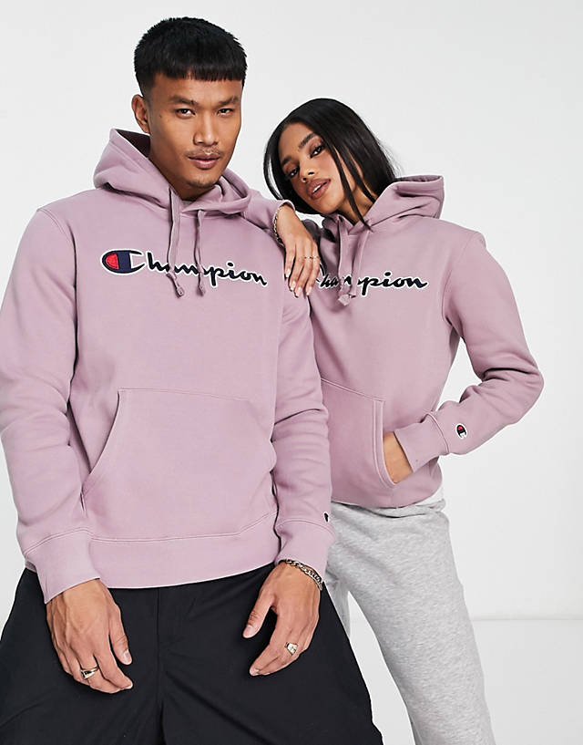 Champion - unisex large logo hoodie in lilac