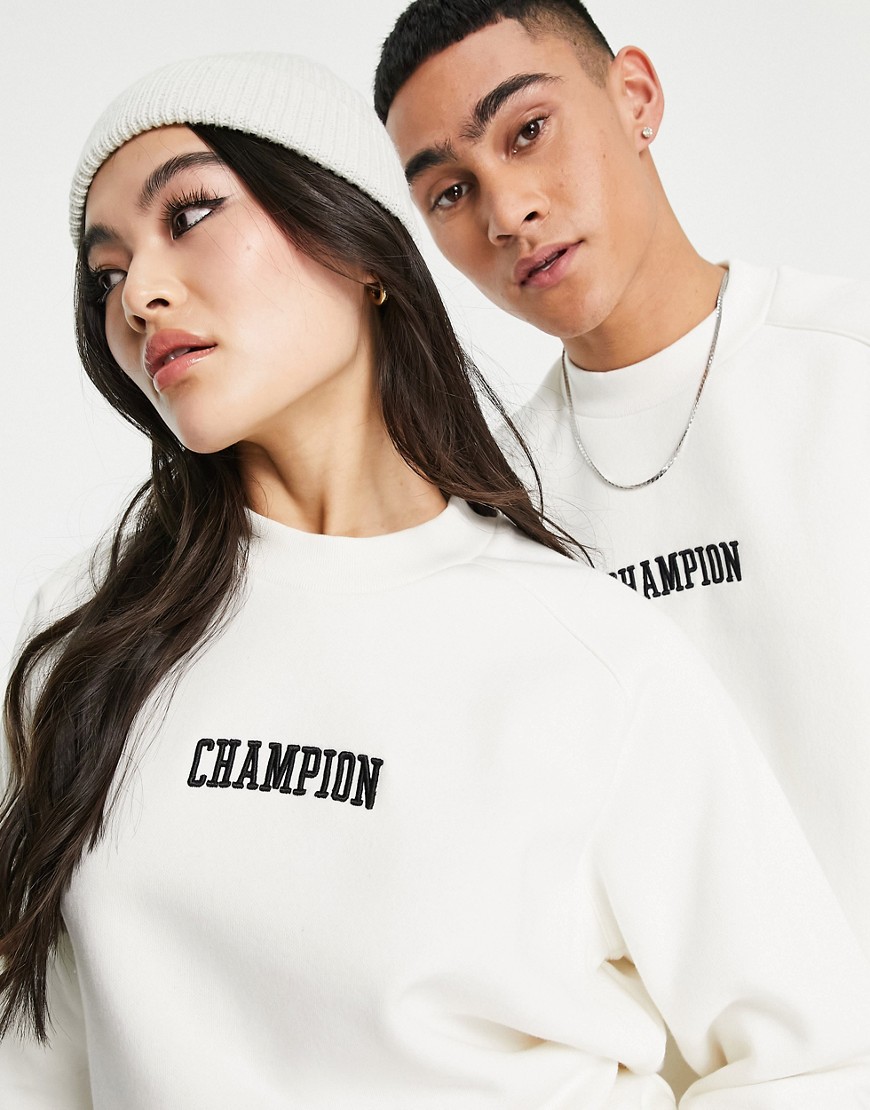 Champion unisex small logo sweatshirt in cream-Neutral