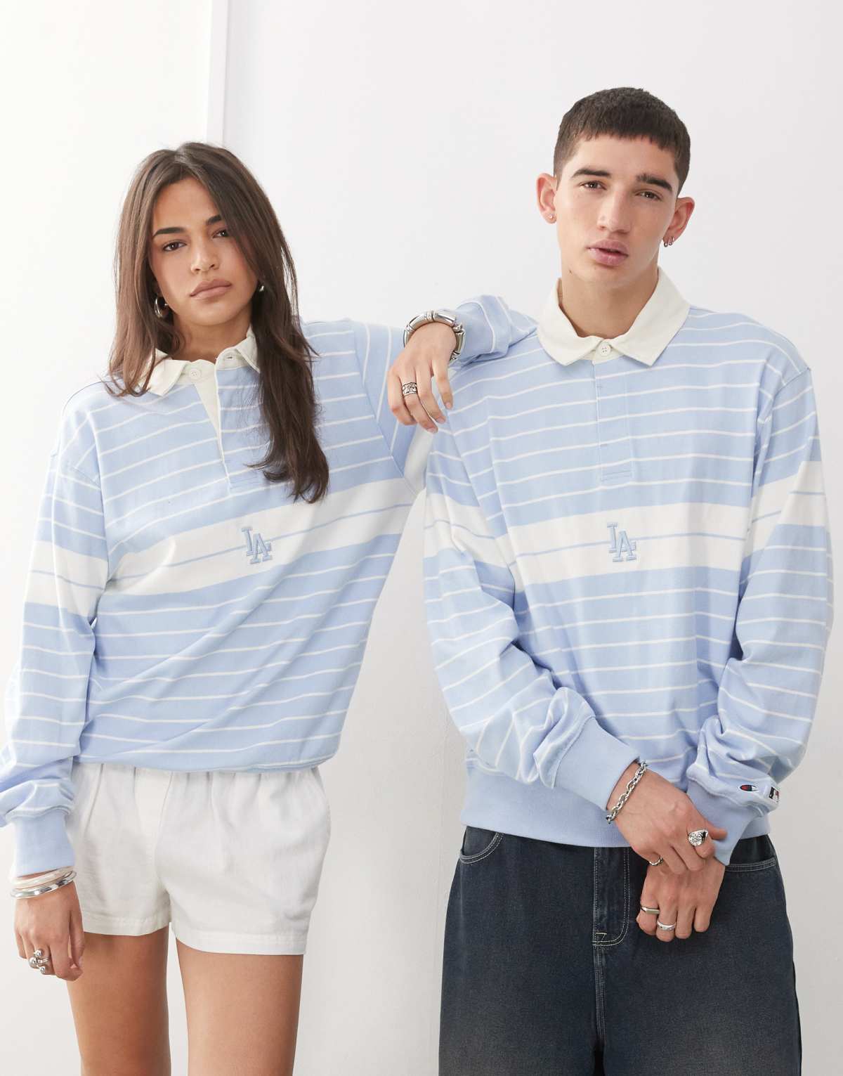 Champion unisex striped rugby shirt in blue