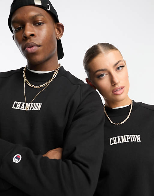 Champion – Unisex-Sweatshirt in Schwarz mit kleinem Logo | ASOS