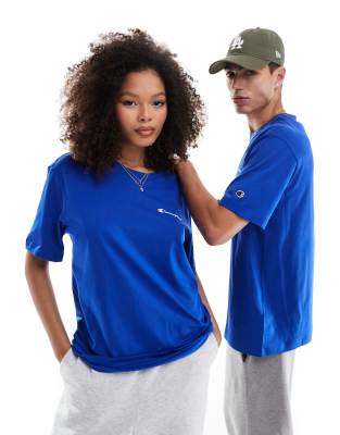 Champion - Unisex-T-Shirt in Blau mit Logo auf der linken Brust