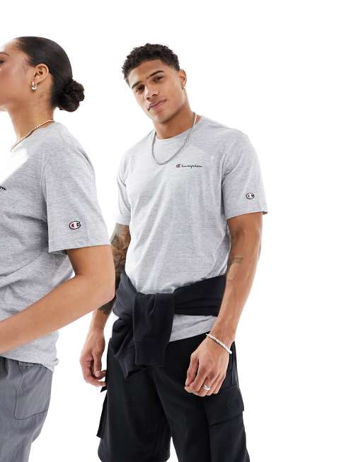 Champion – Unisex-T-Shirt in Hellgrau mit Rundhalsausschnitt