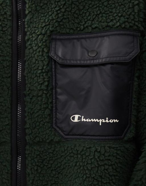 Champion unisex zip up fleece in green, 4 of 4