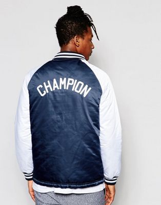 champion contrast sleeve bomber jacket with back logo