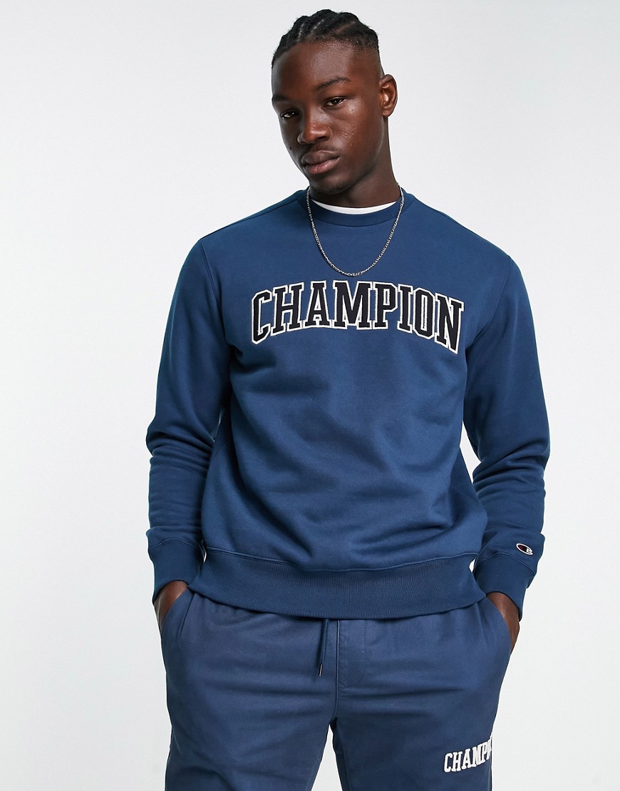 Champion varsity logo sweatshirt in blue