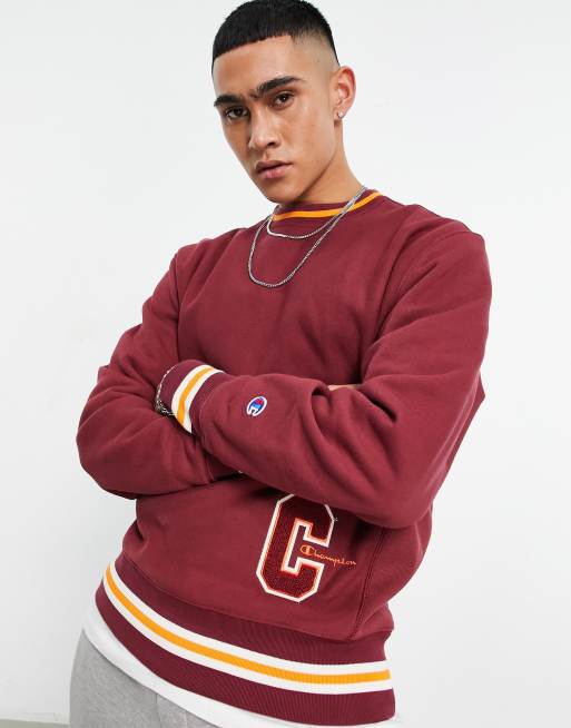 Champion varsity sweatshirt in burgundy | ASOS