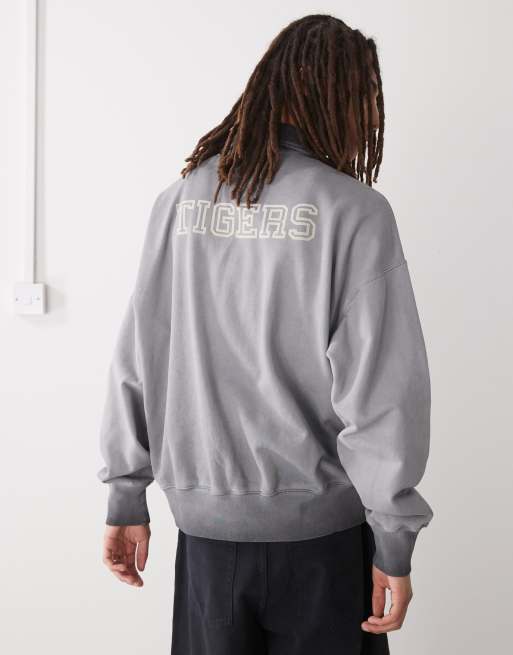 Champion - Vasket sort sweatshirt med polokrave og print på ryggen, 3 af 4