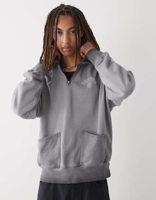 Champion - Vasket sort sweatshirt med polokrave og print på ryggen, 4 af 4