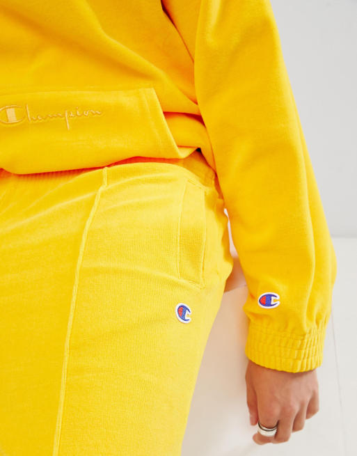 Champion yellow heavy store velour track pants