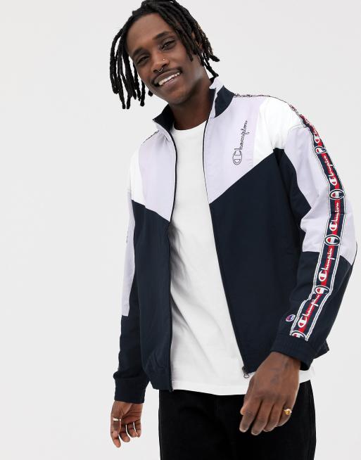 Champion Veste de surv tement avec bandes sur les manches Bleu