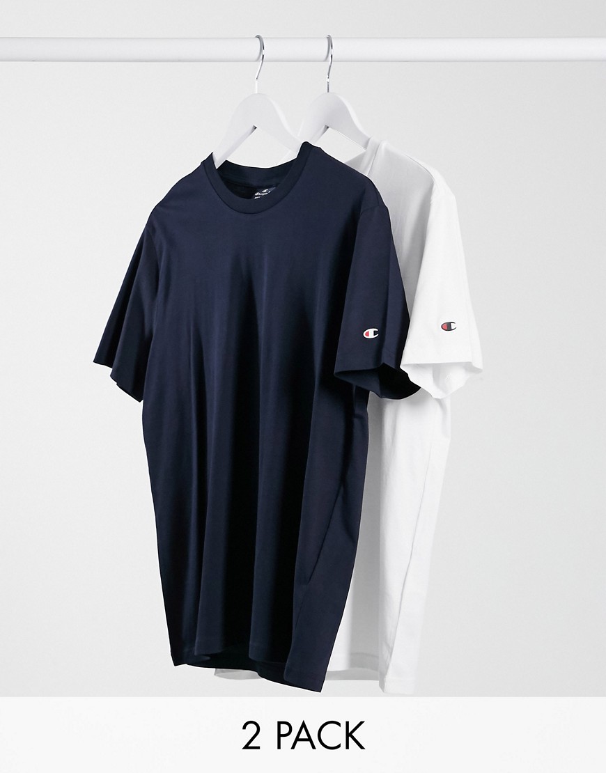Champion – Vit och marinblå t-shirt i 2-pack
