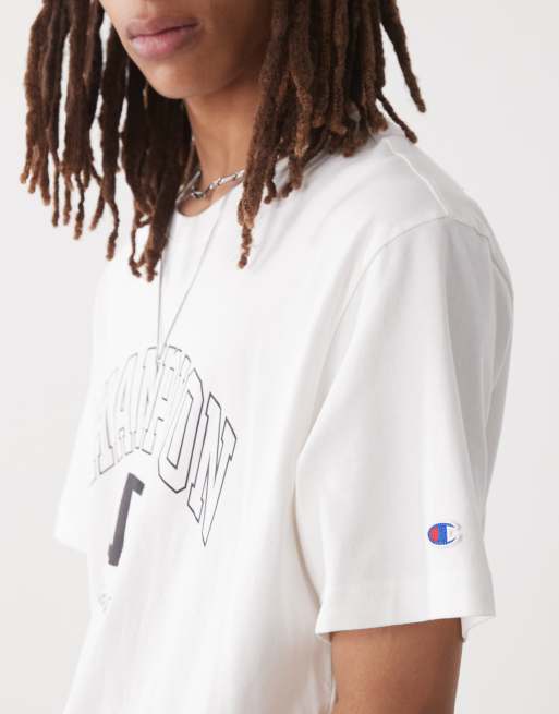 Champion – Vit t-shirt med rund halsringning och collegelogga  , 3 av 4