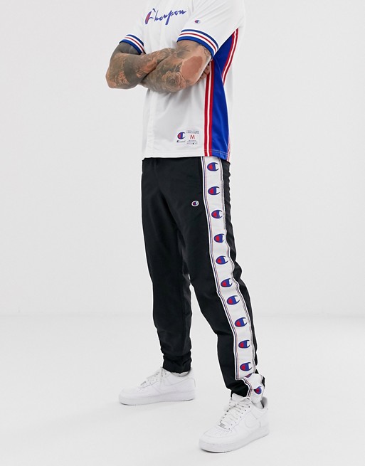 Champion woven jogger with logo taping in black