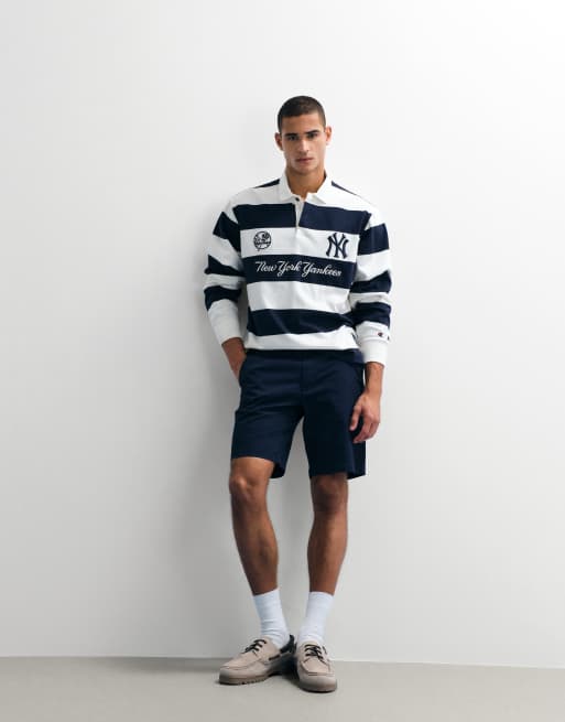 Champion x MLB - Polo a maniche lunghe blu navy e bianca, 2 di 5