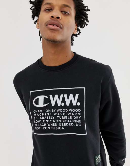 Champion x Wood Wood Sweatshirt With Large Logo In Black