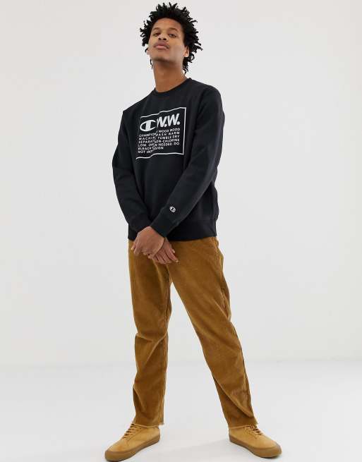 Gæsterne undulate undskylde Champion x Wood Wood Sweatshirt With Large Logo In Black | ASOS