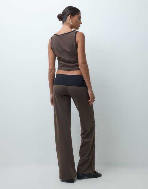 ChampionFuture Memories fold over waistband pants in brown, 4 of 5