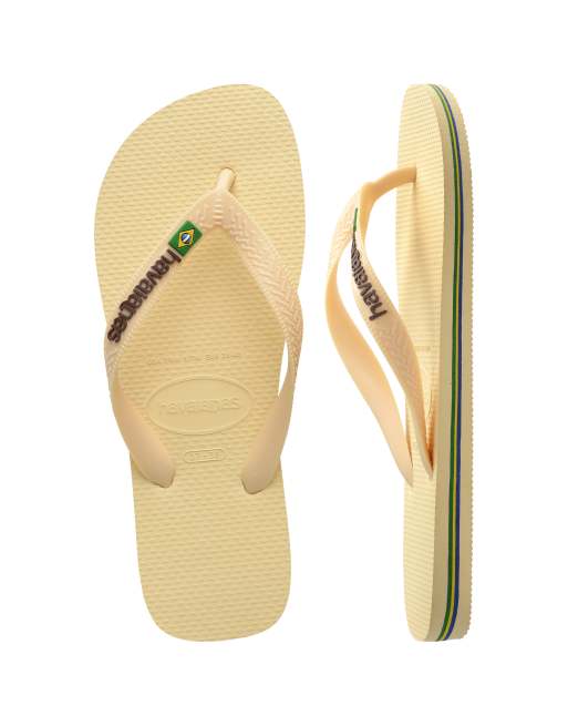 Chanclas amarillo crema con logo de bandera de Brasil de Havaianas, 2 de 4