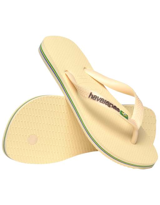 Chanclas amarillo crema con logo de bandera de Brasil de Havaianas, 4 de 4