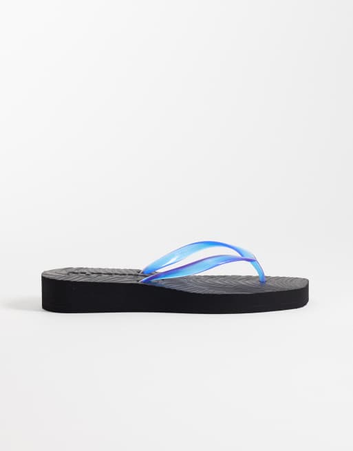 Chanclas azul luminoso transparentes con plataforma Tapered de SLEEPERS, 3 de 4
