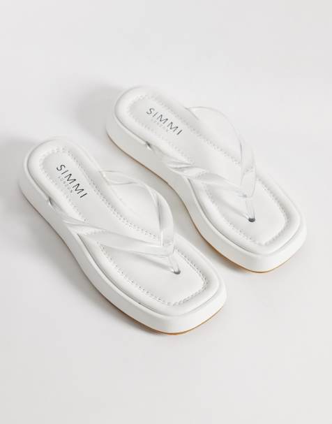 Chanclas blancas con plataforma plana Drew de Simmi London - view 1