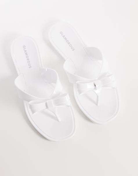 Chanclas blancas de goma con lazo de Glamorous - view 1