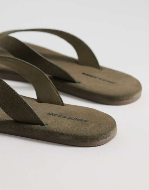 Chanclas caquis de ante de Jack & Jones, 4 de 4