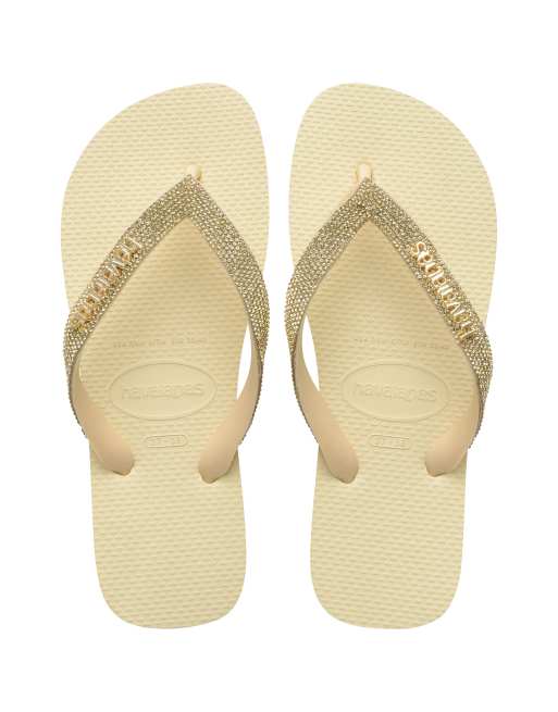 Chanclas color crema con abalorios de Havaianas