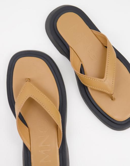 ansiedad Fuente obvio Chanclas color tostado con la suela gruesa en contraste de cuero de Mango |  ASOS