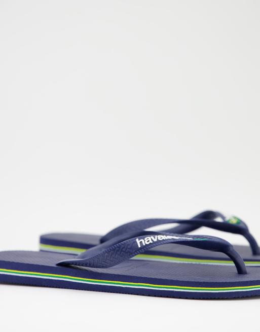 Chanclas en azul marino con logo de Brasil de Havaianas |