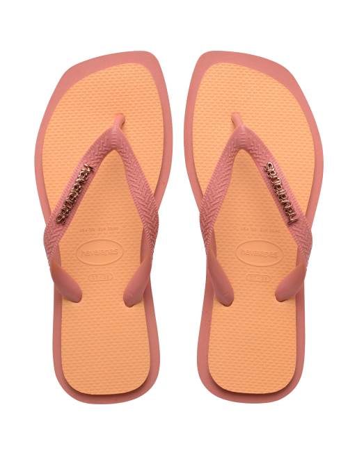 Chanclas naranja coral con parte superior cuadrada de Havaianas