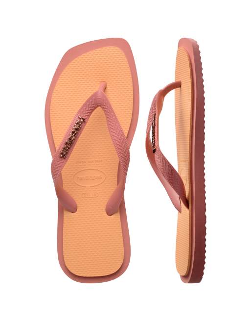 Chanclas naranja coral con parte superior cuadrada de Havaianas, 2 de 3