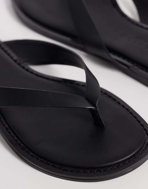 Chanclas negras de cuero premium Fenna de ASOS DESIGN, 3 de 4