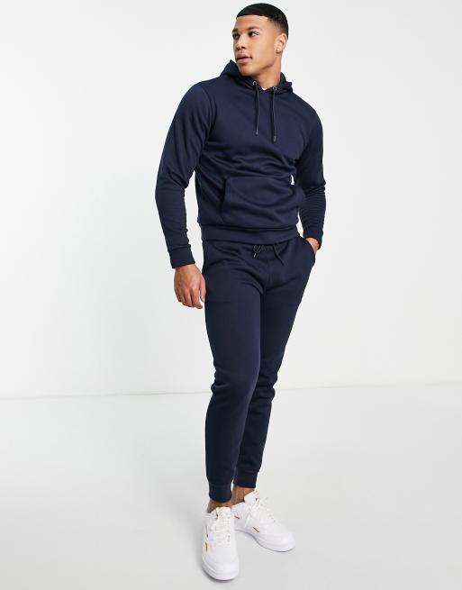 Chándal azul marino de joggers y sudadera sin cierres con capucha de Threadbare