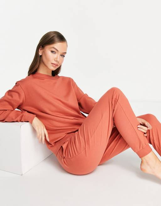 Chándal color arcilla de sudadera y joggers de corte slim de ASOS DESIGN