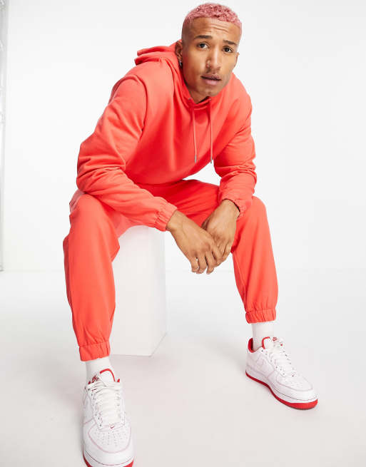 Chándal color coral extragrande con sudadera con capucha y joggers de ASOS DESIGN