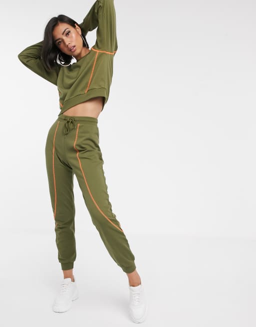 Chándal con sudadera y jogger con pespuntes en contraste de ASOS DESIGN
