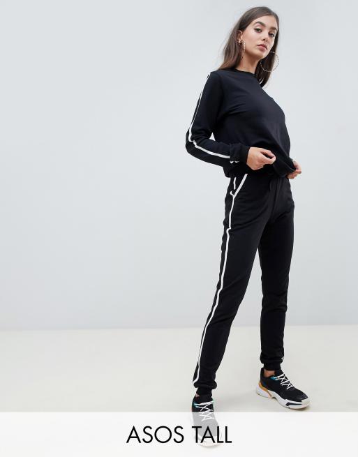 Chándal con sudadera y joggers básicos con detalle de lazo y ribetes en contraste de ASOS DESIGN Tall