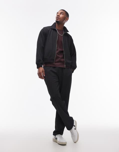 Chándal negro de punto gofrado reducido de Topman - view 1