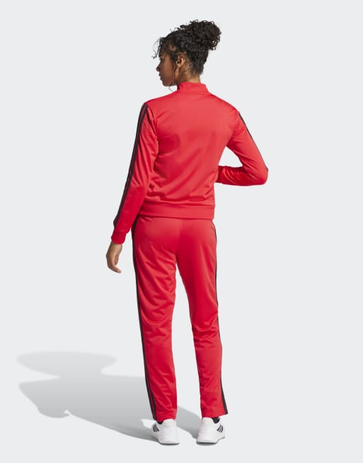 Chándal rojo rubí con rayas Essentials de adidas Performance ASOS