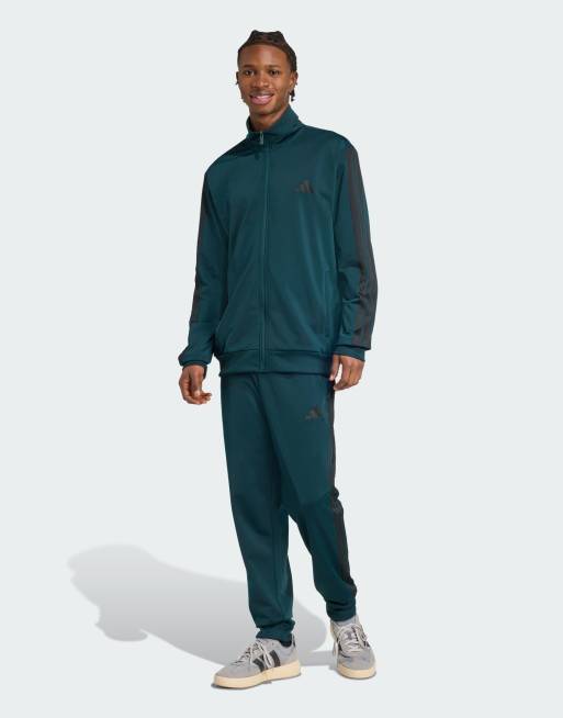 Chándal verde hiedra aurora básico con detalle de 3 rayas de tricot Sportswear de adidas Performance