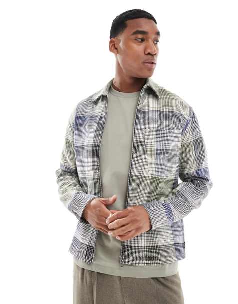 Chaqueta a cuadros azules con cremallera delantera de PS Paul Smith - view 1