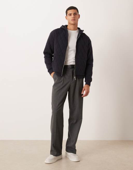 Chaqueta acolchada azul marino de corte cuadrado holgado con cremallera de ASOS DESIGN, 2 de 5
