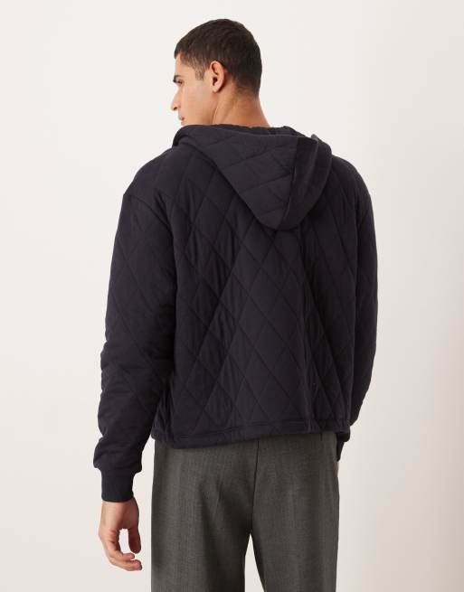 Chaqueta acolchada azul marino de corte cuadrado holgado con cremallera de ASOS DESIGN, 3 de 5