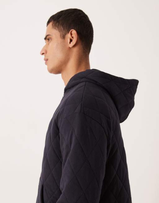 Chaqueta acolchada azul marino de corte cuadrado holgado con cremallera de ASOS DESIGN, 4 de 5