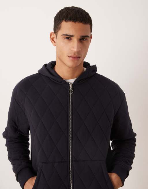 Chaqueta acolchada azul marino de corte cuadrado holgado con cremallera de ASOS DESIGN, 5 de 5