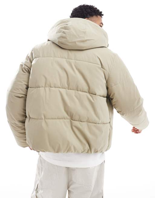 Chaqueta acolchada beis de corte cuadrado extragrande de Jack & Jones , 4 de 4