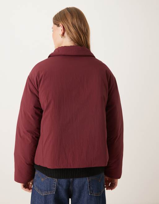 Chaqueta acolchada burdeos con solapas de ASOS DESIGN, 4 de 4