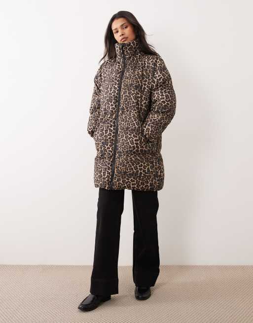 Chaqueta acolchada con capucha, estampado de leopardo y bolsillos de Brave Soul, 3 de 4